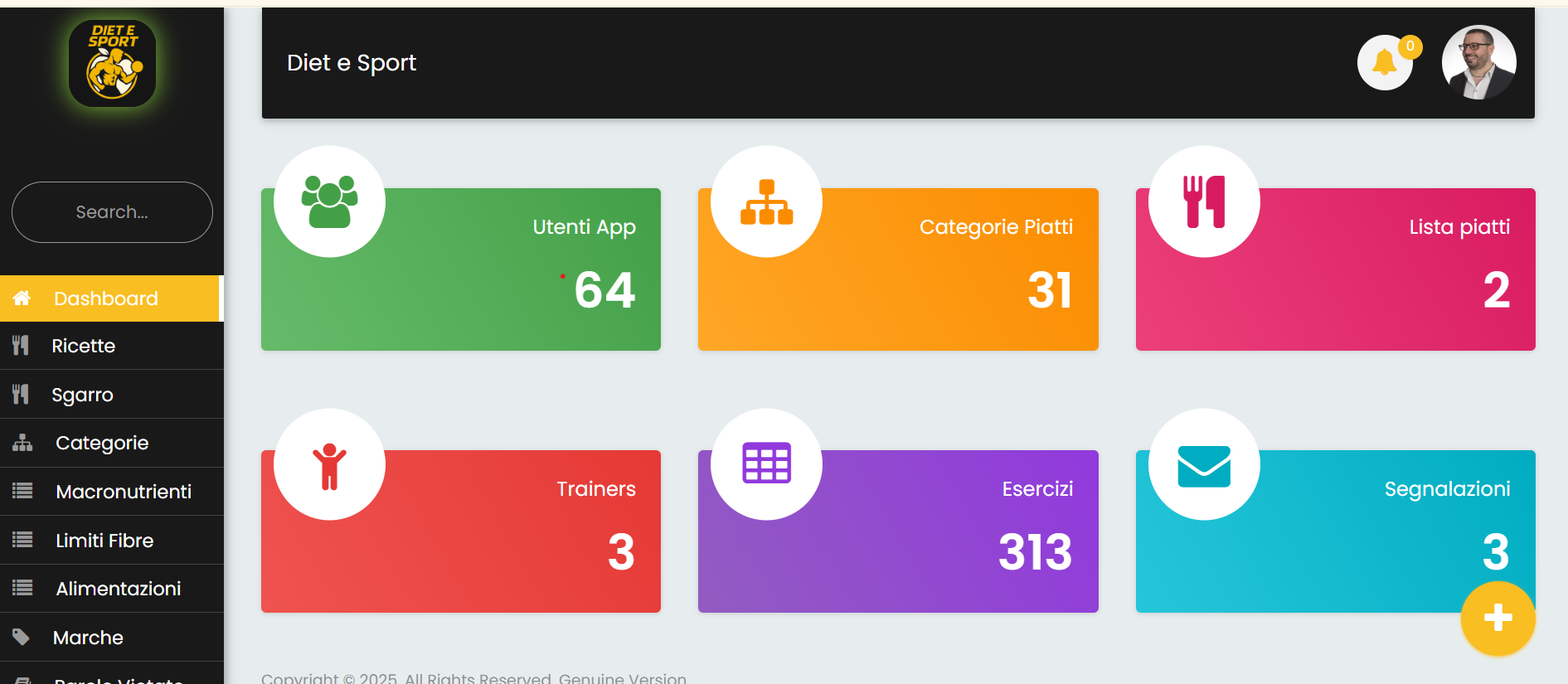 Diet e Sport Management system